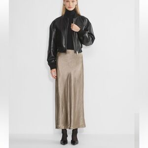 Aritzia Satin Slip Maxi Skirt NEW Sz 2 Nomad Taupe